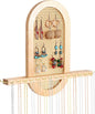 Wall Necklace Holder Hanging Jewelry Organizer whit 18 Hooks Wooden Necklace Organizer, Space-saving Boho Jewelry Display for Necklaces & Earrings Storage