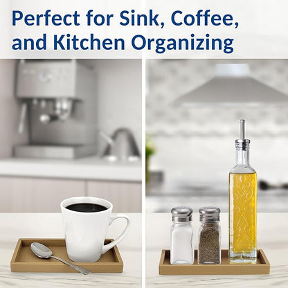 Spacewiser Countertop and Vanity Tray – Small 7.7" Silicone Soap Dispenser Trays, Flexible Bathroom Trays, Dish Soap Holder Kitchen Counter Caddy, Organizer Sink Tray for Soaps Bottles, Sponge, Keys