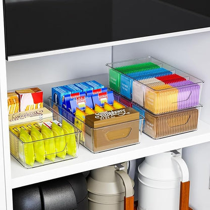 Stackable 2 Pack Snack Organizer for Pantry Shelf,Clear Pantry Organizers and Storage Bins for Fridge,Office,Cupboard,Plastic Pantry Snack Organizer For Breast Milk,Tea Bag,Food Storage Containers