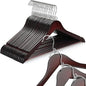 TOPIA HANGER Cherry Wood Hangers 30 Pack, Space Saving Coat Hanger with 360° Swivel Cascading Loop Hook, Non Slip Pants Bar and Shoulder Notches for Camisole, Jacket, Suit (Mahogany) -CT74M30