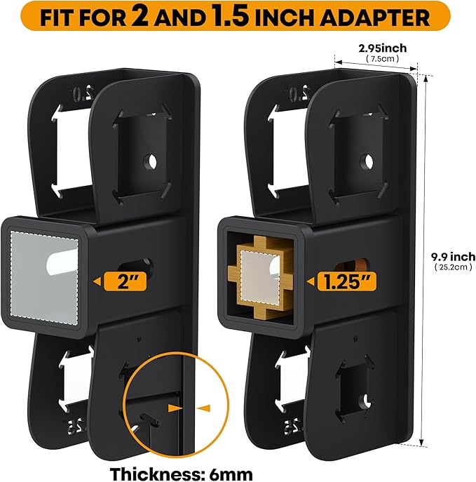 Hitch Wall Mount Receiver, 1.25"｜2" Wall Mount Hitch Storage, 400LB Bike Rack Hitch Garage Wall Mount Holder,Wall Mounted Trailer Hitch Receiver Rack Stash for Bicycle Ski Cargo Rack Storage Organizer
