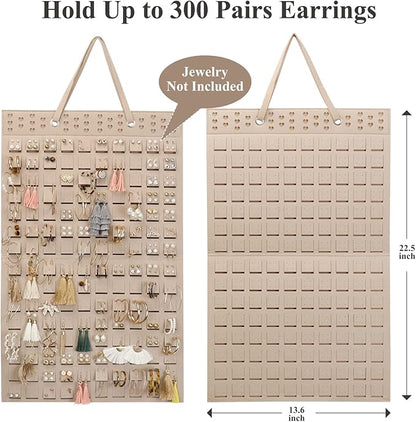 Resovo Hanging Earrings Organizer, Earring Holder & 20 Hooks, Holds Up To 300 Pairs, Compact Design, Soft Material, Earring Hanger Earring Display Hanging Organizer for Women Girls -1 Pack