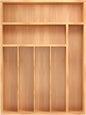 Bamboo Silverware Organizer, Kitchen Drawer Organizer, Utensil Holder, Cutlery Tray & Spoon Flatware Storage with Grooved Drawer Dividers (12.5''W x 16.5''D)