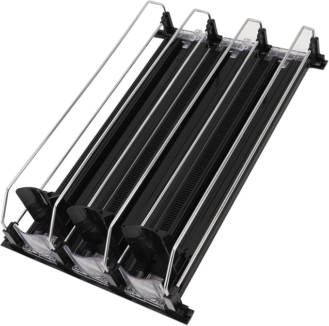 Drink Dispenser for Refrigerator, Self Pushing Soda Can Organizer Adjustable Divider for Refrigerator Supermarket (Black)