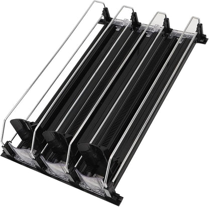 Drink Dispenser for Refrigerator, Self Pushing Soda Can Organizer Adjustable Divider for Refrigerator Supermarket (Black)