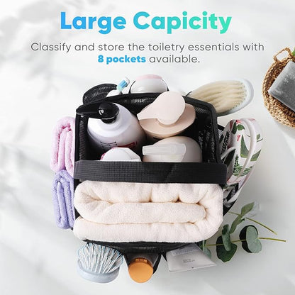 EUDELE Mesh Shower Caddy Portable for College Dorm Room Essentials, Shower Caddy Dorm with 8-Pocket Large Capacity for Beach, Swimming, Gym, Travel essentials