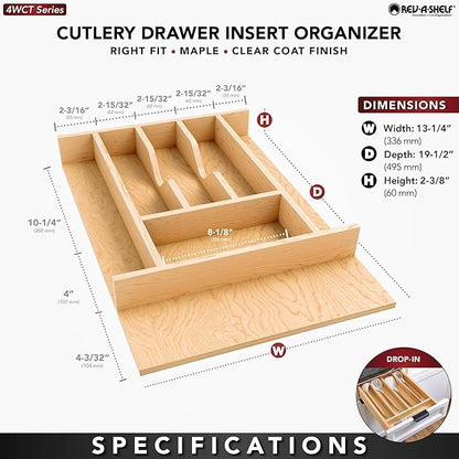 Rev-A-Shelf Natural Maple Right Size Utensil Insert Home Storage Kitchen Organizer 7 Compartment Drawer Accessory, 13-1/4" x 19-1/2", 4WCT-18SH-1