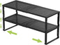 Jojocross Expandable Adjustable Stackable Kitchen Organizer, Spice Rack,Metal Pantry Storage Shelves Racks,Counter Shelf for Cabinets, Countertop, Cupboard (2 Packs/Large/Black)
