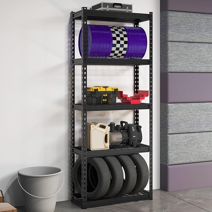 Goplus 5-Tier Metal Shelving Unit, 2 Pack Heavy Duty Wire Storage Rack with Anti-Slip Foot Pads, Height Adjustable Shelves for Warehouse, Kitchen, Living Room, Garage, 12" D x 27.5" W x 66" H
