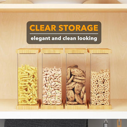 SpaceAid Bamboo Food Storage Container - Airtight Cereal Containers with Lids, Kitchen Cereal Canisters Pantry Organizers and Storage for Rice, Flour, Coffee, Snack, Small 2 Pack