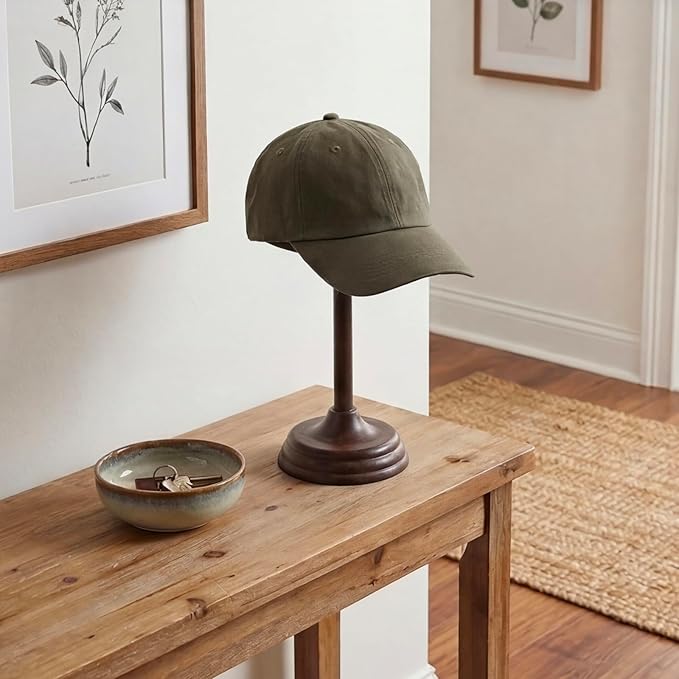 MyGift Hat Holder, Cowboy Hat Rack for Display, Antique Tabletop Wig Stand, Baseball Cap Helmet Organizer, Brown Metal Dome Shape