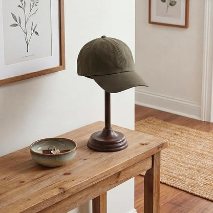 MyGift Hat Holder, Cowboy Hat Rack for Display, Antique Tabletop Wig Stand, Baseball Cap Helmet Organizer, Brown Metal Dome Shape