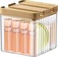 Poeland Lipstick Organizer, Desktop Storage Box with Lid and Divider, Cosmetic Organizer for Lipsticks, Small Skin Care Products, Cosmetics