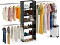 Closet System, 22.5" Wide Organizer with 3 Hanging Rods, Wood Tower Storage for Walk-In Closets, Wall-Mounted Wardrobe Organizer Kit, Black