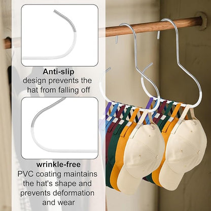 lasuroa 4pcs Hat Organizers, Durable Anti-Slip Baseball Hat Storage Hanger Practical Closet Accessories Suitable for Beanie Belt Tie Scarves Purse (White)