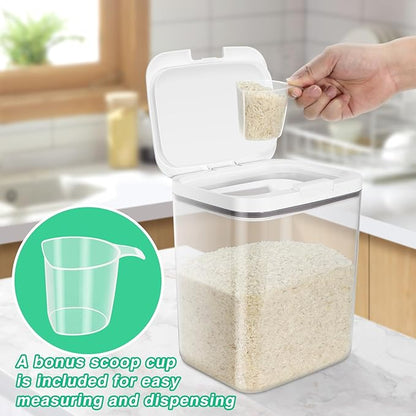 TBMAXS Rice Storage Container - 5.8 Qt | 11 Lbs Crystal-Clear Plastic Food Storage Container Bin with Pop-up Lid for Rice Flour Sugar, Dry Food Holder for Kitchen Pantry Organization and Storage