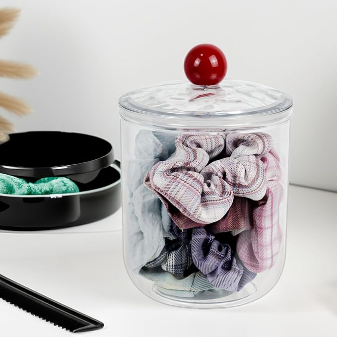 ZEXALOR Set of 2 Hair Accessories Organizer, Clear Scrunchie Holder, Plastic Vanity Organizer Geadband holder Hair Tool Storage Box, Bathroom Organizers and Storage (6“H)