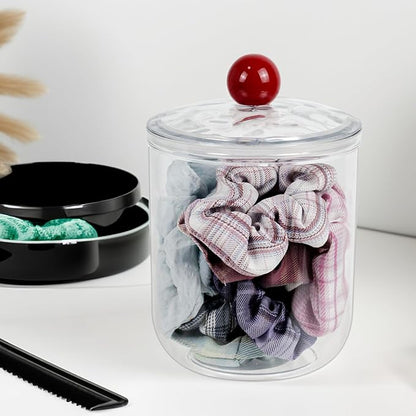 ZEXALOR Set of 2 Hair Accessories Organizer, Clear Scrunchie Holder, Plastic Vanity Organizer Geadband holder Hair Tool Storage Box, Bathroom Organizers and Storage (6“H)