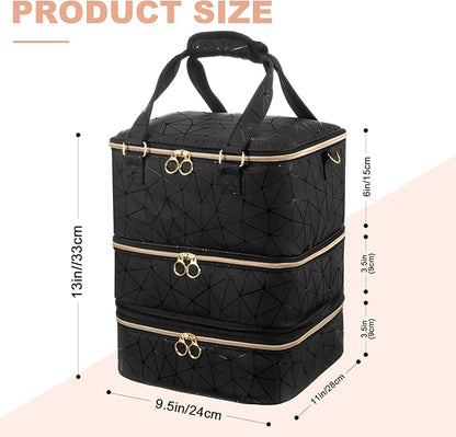 Uross Nail Polish Organizer Bag Holds 84 Bottles Nail Polish & Nail Lamp, Gel Nail Polish Organizers and Storage box for Nail Tech, Nail Kit Supplies Organizer Case-Black