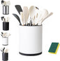 LIBODOUR Utensil Holder,Large 360°Rotating Kitchen Utensil Holder For Counter,Cooking Silverware Organizer Stainless Steel Caddy Flatware Spoon Spatula Tool Cutlery Container