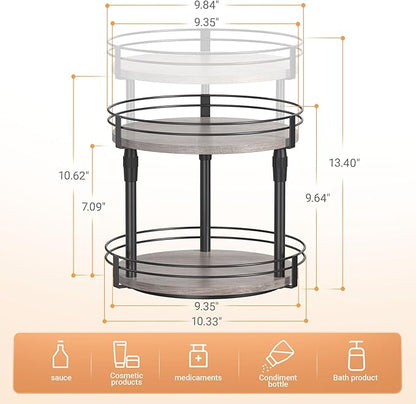 Across-Star Lazy-Susan-Organizer-Spice-Rack, Rotating Spice Organizer For Cabinet Pantry, Seasoning Holder Spice Shelf With Adjustable Height, Kitchen Counter Shelf Countertop Organizer