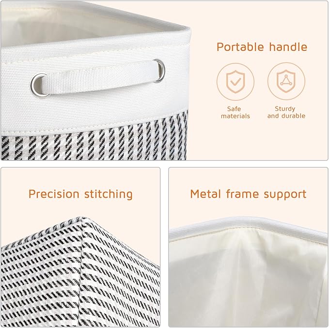 Foldable Storage Bin Collapsible Fabric Storage Basket Cube with Durable Handles Closet Organizer Bins for Organizing Shelves Drawers, Set of 3, 12" x 10" x 9.5", Houndstooth