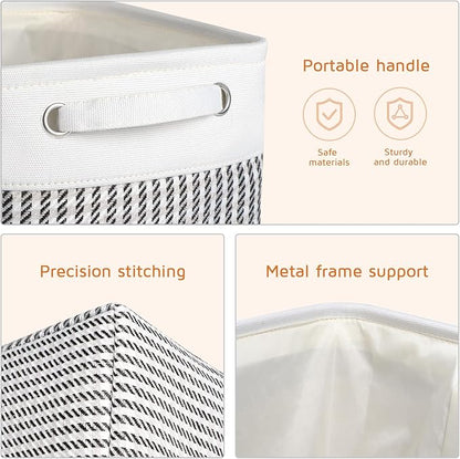 Foldable Storage Bin Collapsible Fabric Storage Basket Cube with Durable Handles Closet Organizer Bins for Organizing Shelves Drawers, Set of 3, 12" x 10" x 9.5", Houndstooth