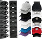 2 Pack Hat Organizer for Baseball Caps, Hat Rack for Wall with Strong Adhesive, Hold Up to 16 Hats, Hat Rack for Door Closet, Multi-Tier Hat Organizer, Two Mounting Options (Black)