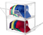 Acrylic XLarge Hat Organizer Box,2 Pack Hat Display Case,Stackable Clear Baseball Caps Storage Box Containers with Double-Sided Magnetic Door,Holds 12 Hats Each (Clear)