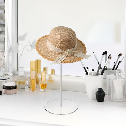 4 Pcs Acrylic Hat Stand Holder, 12 Inch Wig Display Rack Clear Thickened Pedestal Stands Round Acrylic Risers Stand for Jewelry, Watches, Caps Display