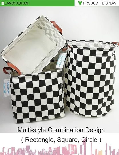 Laundry Basket Canvas Fabric Collapsible Organizer Basket for Storage Bin Toy Bins Gift Baskets Bedroom Clothes Children Nursery Hamper (Racing flag)