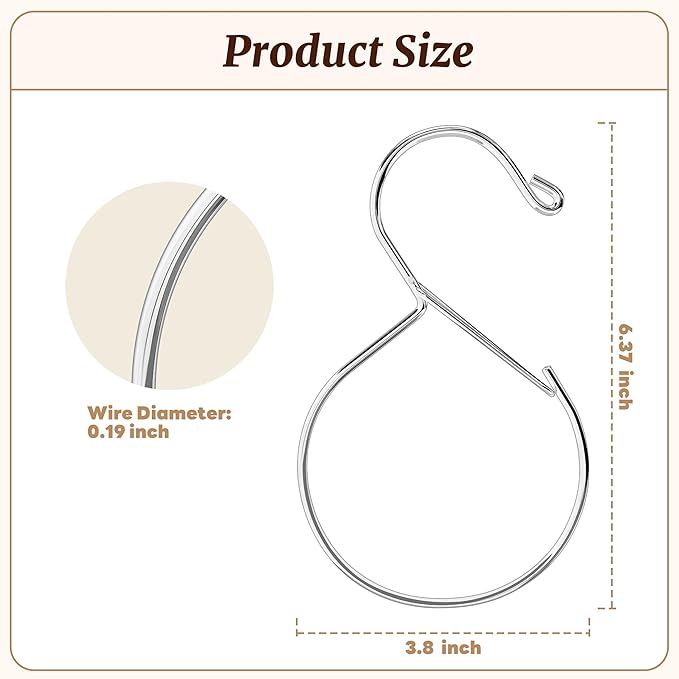 MEILIDY Belt Hanger, Compact Metal Belt Rack Hooks with Safety Buckle for Closet, Silver, 4 Pcs