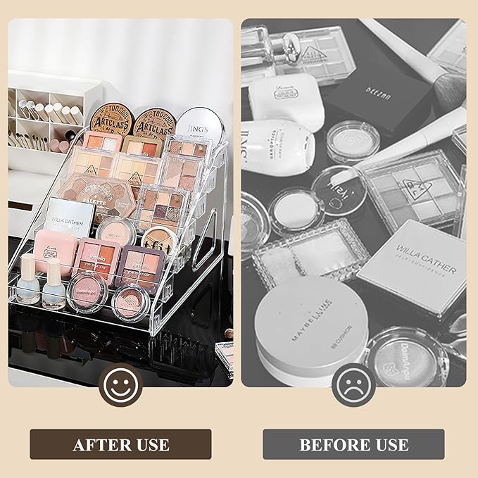 Acrylic Nail Polish Organizer Rack, 7 Tier Holder Stand for Nail Polish Holder Sunglasses Organizer Essential Oils Holder Clear Eyeglasses Display Case Makeup Organizer（Transparent）