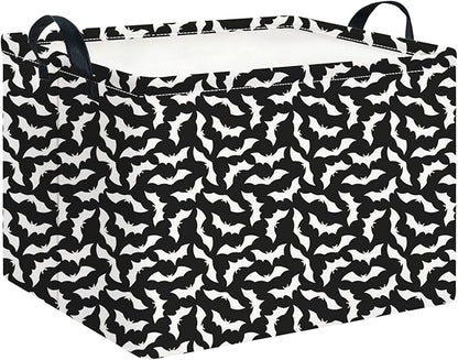 CLOCOR Rectangular Storage Basket Empty,Gift Basket,Waterproof Storage Bin with Handles,Room Decor(Unique Bat)