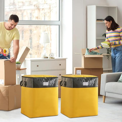 Upgrade Moving Bags Heavy Duty Extra Large,Heavy-Duty Storage Bags – Alternative to Moving Boxes, Plastic Storage Bins, Mattress Bags for Moving & College Essentials (yellow, 104L)