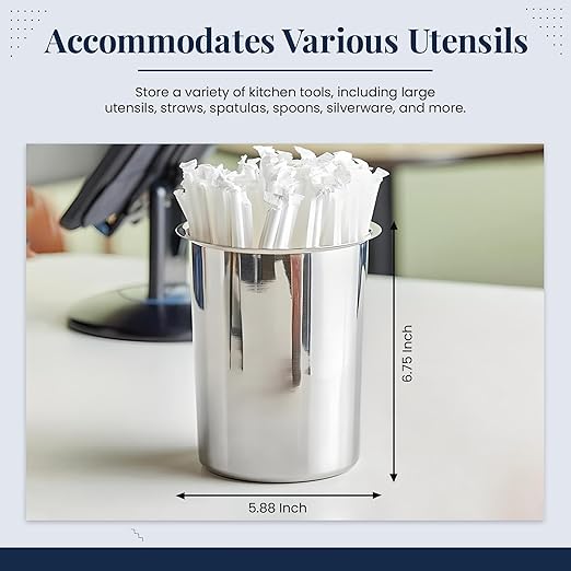 OCS Parts 6.75-Inch Kitchen Utensil Holder | Stainless Steel Dishwasher Safe Kitchen Countertop Organizer