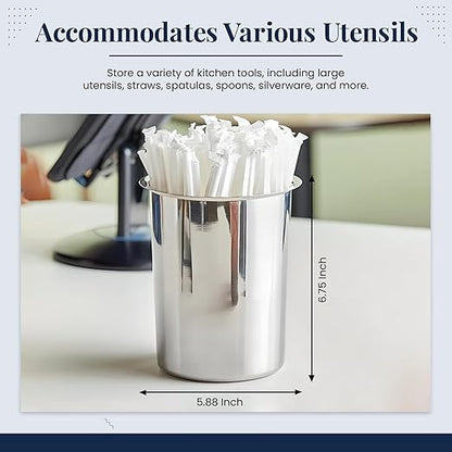 OCS Parts 6.75-Inch Kitchen Utensil Holder | Stainless Steel Dishwasher Safe Kitchen Countertop Organizer