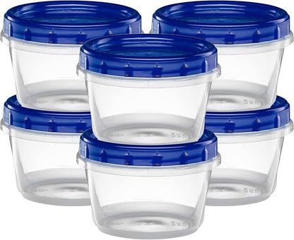 ELEGANT DISPOSABLES Twist Top Deli Containers Food Storage Containers Blue Screw on Lid Reusable Stackable Leakproof Airtight, pack of 10-16 oz containers