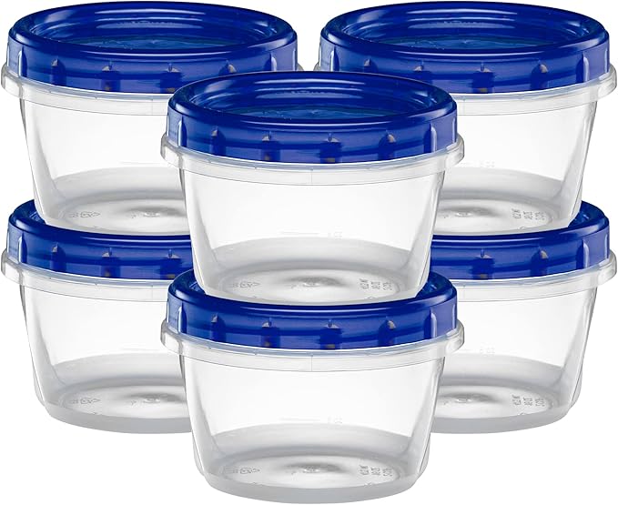 ELEGANT DISPOSABLES Twist Top Deli Containers Food Storage Containers Blue Screw on Lid Reusable Stackable Leakproof Airtight, pack of 20-16 oz containers