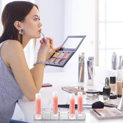 Kigley 3 Pcs Clear Lipstick Organizer Acrylic Lip Gloss Holder Cosmetic Storage Lipstick Display Case for Women Perfume Sample Drawer Brushes Bottles Birthday Gift(12 Grid)