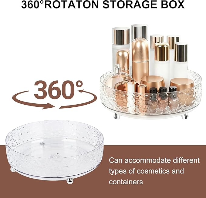 Dezzer 360° Rotating Makeup Organizer, 11" Clear Perfume Organizer Turntable Lazy Susan for Vanity, Pantry, Bathroom Counter, Cabinet, Spinning Cosmetic Storage Holder for Skincare, Perfume, Lotions