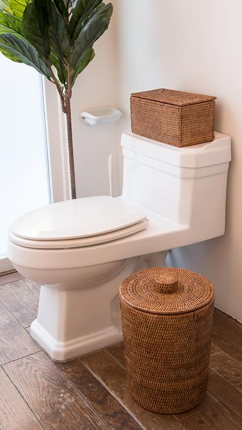 KOUBOO La Jolla Rattan Box, Toilet Roll Storage, Storage Boxes, Rattan Basket Decorative Boxes, Storage Container, Rectangular, Honey - Brown