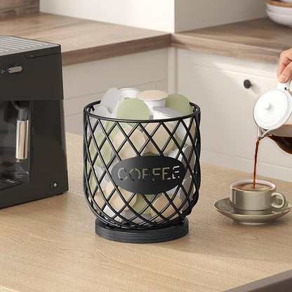 YATINEY Coffee Pod Holder Organizer, Holder for K Cup, Large Capacity Coffee Pod Basket, Versatile Coffee Capsule Storage Organizer, for Kitchen Countertop, Black KH09BB