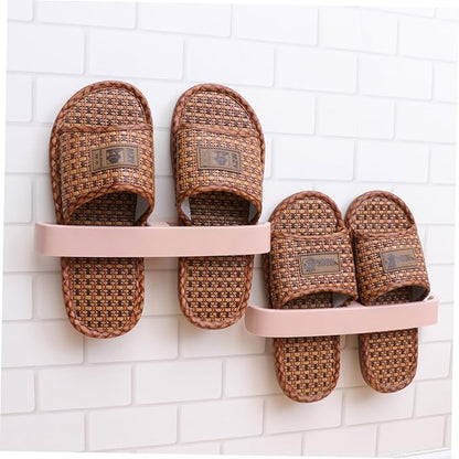 5 Pack Sticky Wall Mount Shoes Rack Slippers Organizer Door Shoe Hangers Elastic Plastic Wall Mounted Storage Pink
