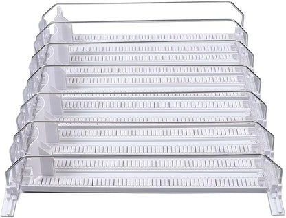Cryfokt Self Pushing Drink Holder,Width Large Capacity 15in Fridge Drink Dispenser with Automatic Forward Sliding, Spring Loaded Soda Can Drink Organizer for Beer Wine (White), Cryfoktiofdhu5cg9-12