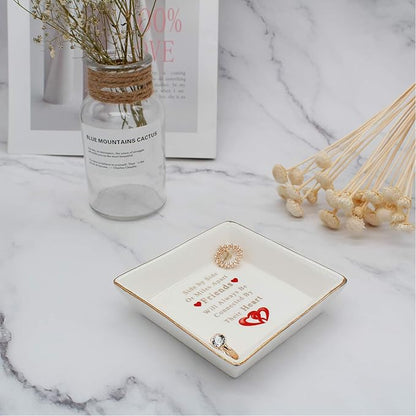 Gifts for Friends Side By Side Or Miles Apart Ceramic Jewelry Dish Trinket Dish Decorative Ring Dish Ceramic Jewelry Tray Home Decor