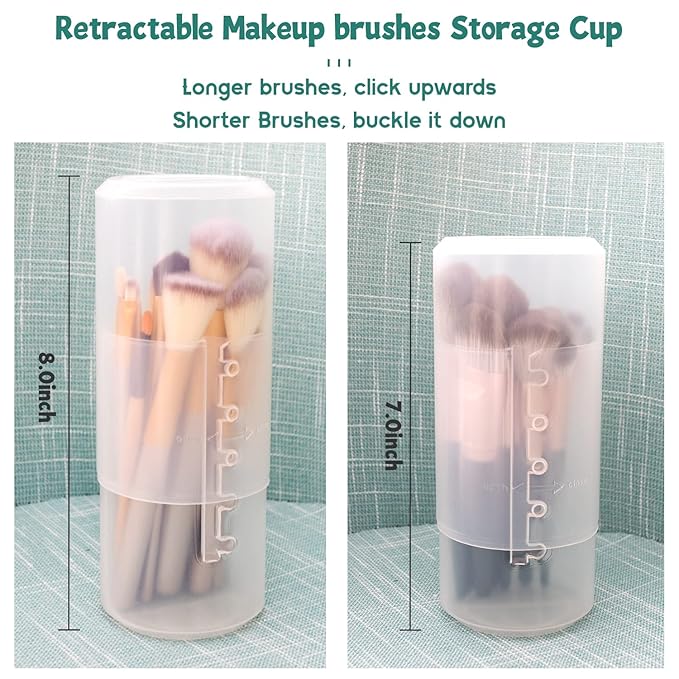 OCHEAL 2 Pack Transparent Plastic Makeup Brush Holders, Dual Use, Lightweight, Spacious