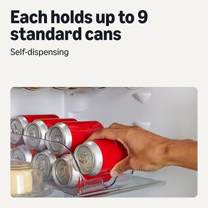 Amazon Basics Food and Drink Can Organizer for Fridge or Pantry, 2-Piece Set, Self-Dispensing, Transparent Sides, non-stackable