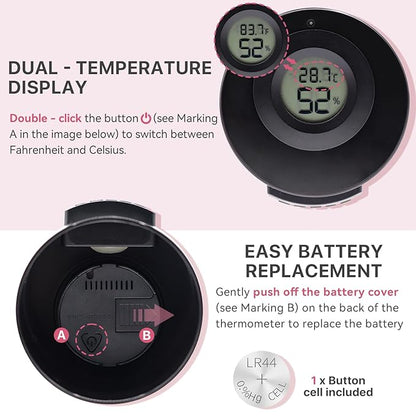 Pretty memory Eyelash Glue Storage Container with Digital Display, Temperature and Humidity Monitor, Lash Glue Holder Eyelash Extensions Adhesive Jar Stand Sealed Lash Extension Supplies, Black