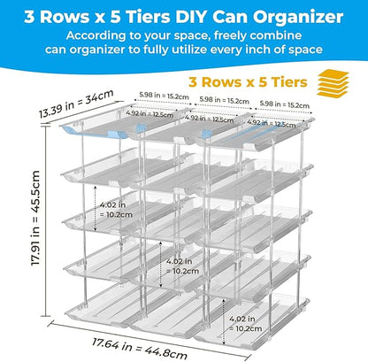 Can Organizer for Pantry Stackable AND Rolling Soda Can Dispenser for Refrigerator Soda Can Organizer